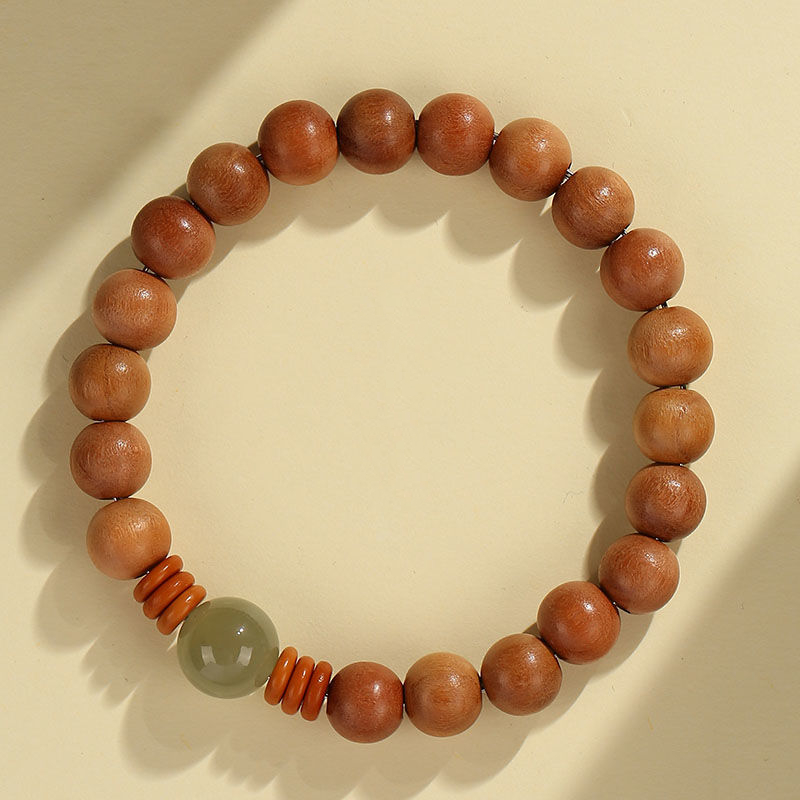 New Chinese Style Natural Old Peach Wood Bracelet from Putuo Mountain, Blessing Prayer Beads Bracelet for Zodiac Year, Original Chinese-style Gift for Couples