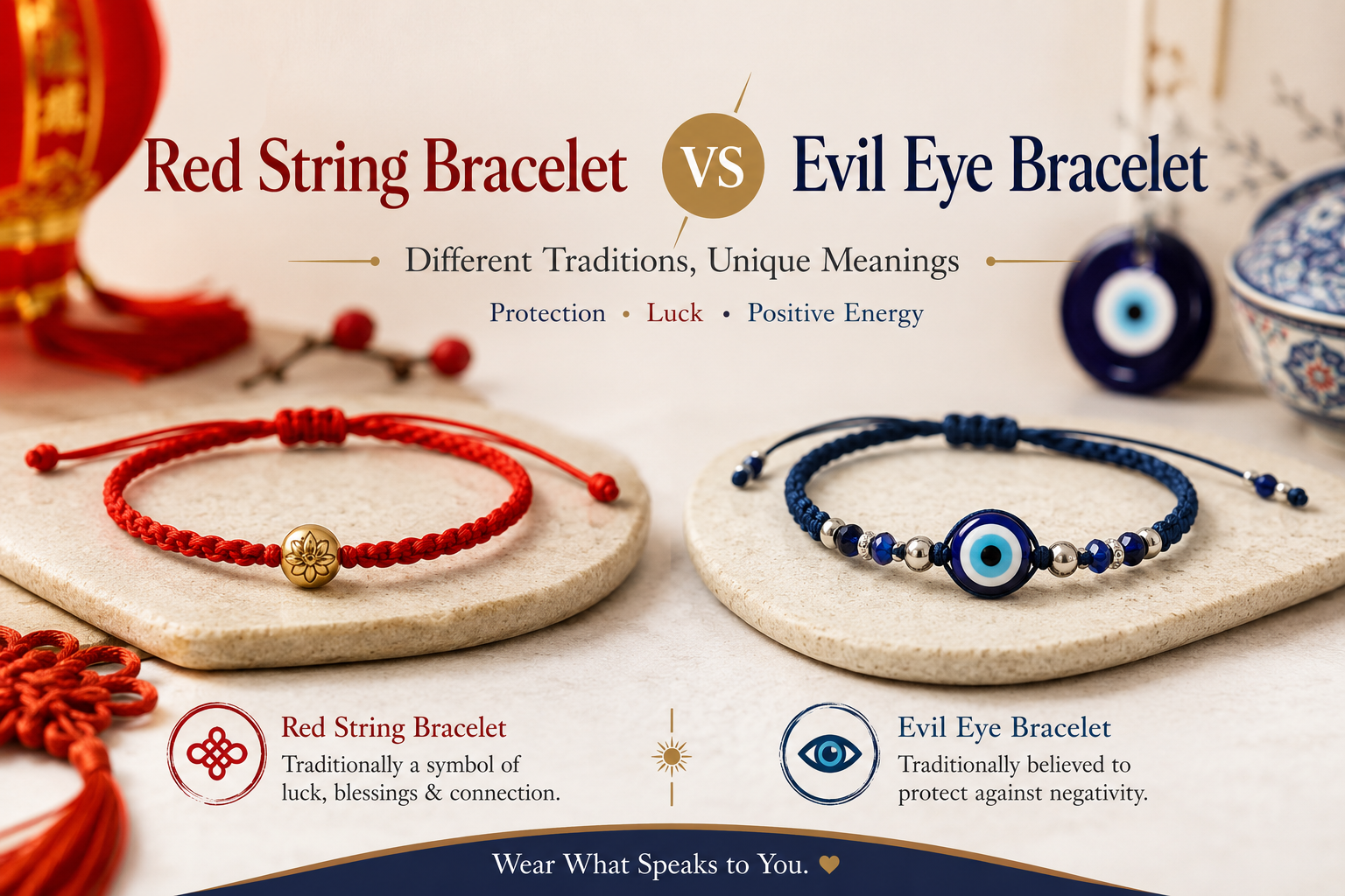 Red String Bracelet vs Evil Eye Bracelet: What's the Difference?