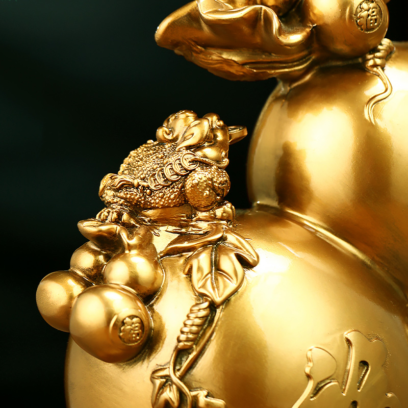 Hundred Blessings Gourd Figurine, Fortune & Wealth Home Decor, Housewarming Gift for Living Room