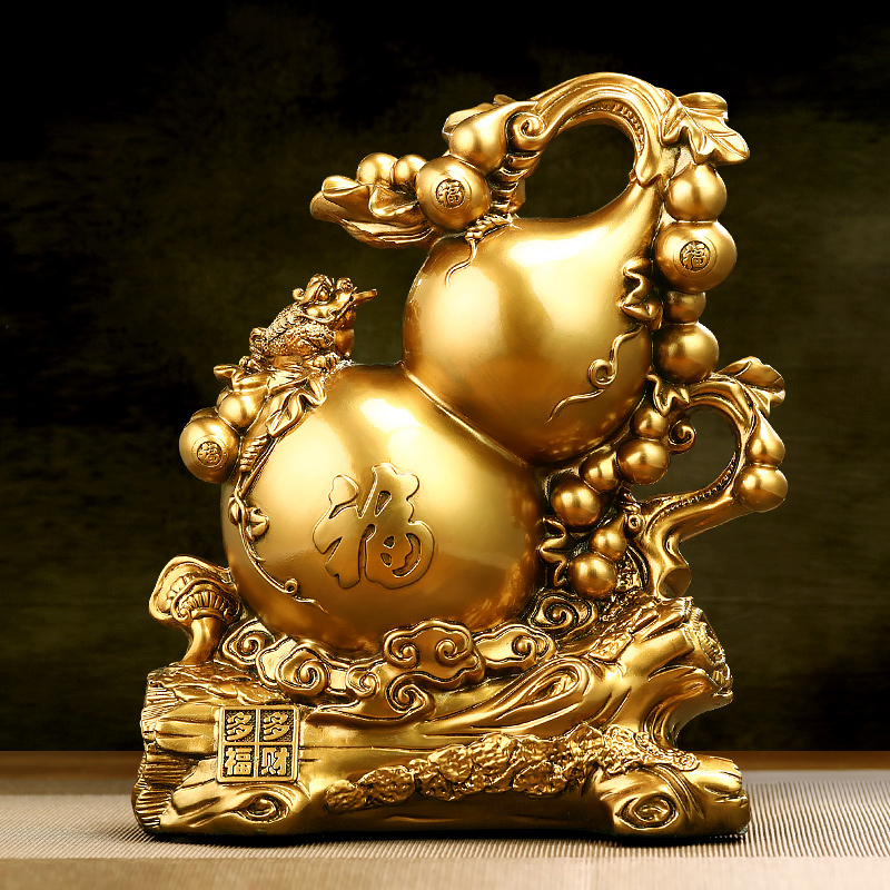 Hundred Blessings Gourd Figurine, Fortune & Wealth Home Decor, Housewarming Gift for Living Room