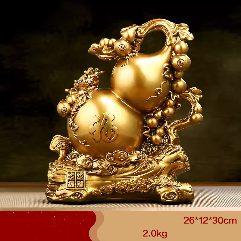 Hundred Blessings Gourd Figurine, Fortune & Wealth Home Decor, Housewarming Gift for Living Room