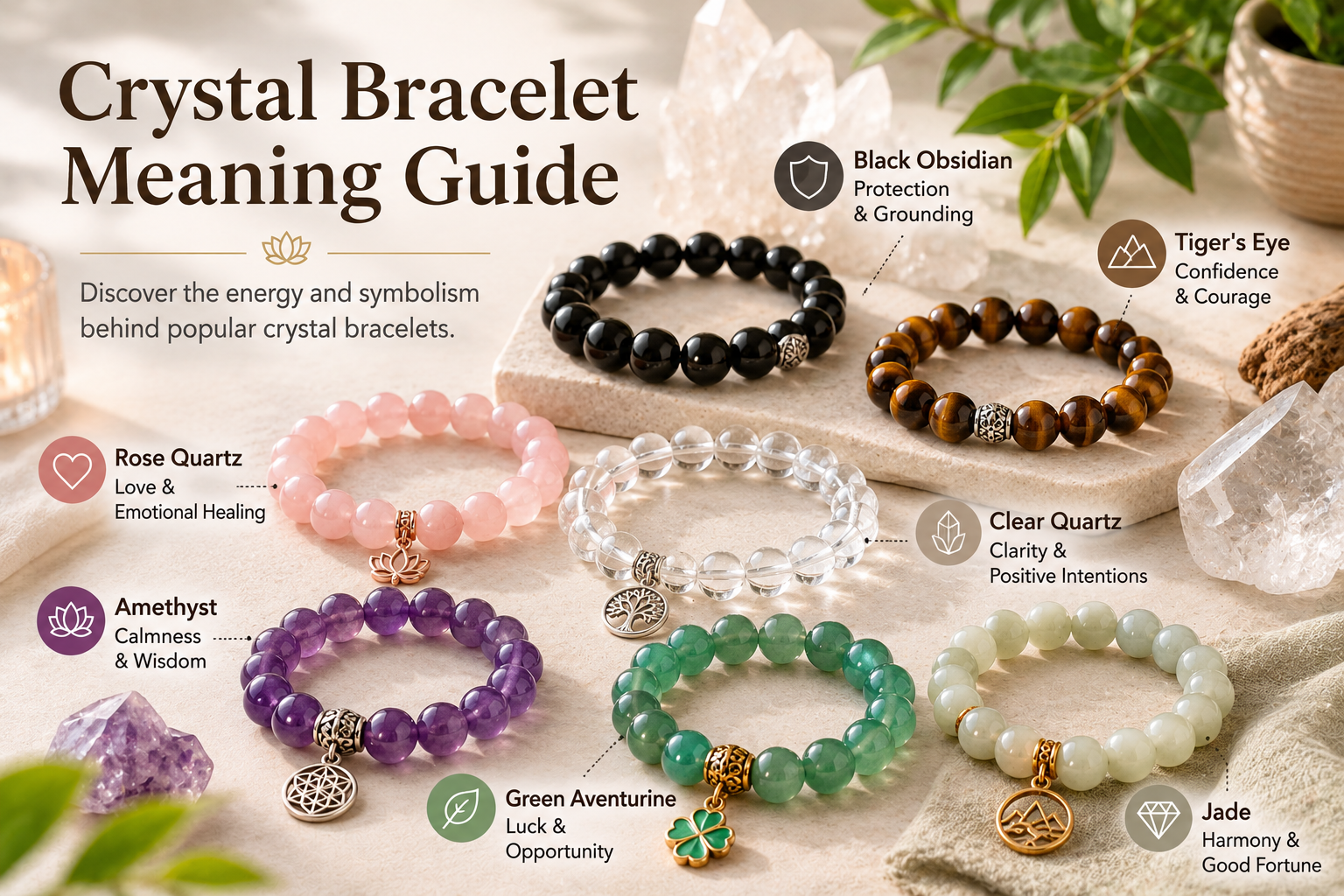 Crystal Bracelet Meaning Guide: What Different Crystal Bracelets Symbolize