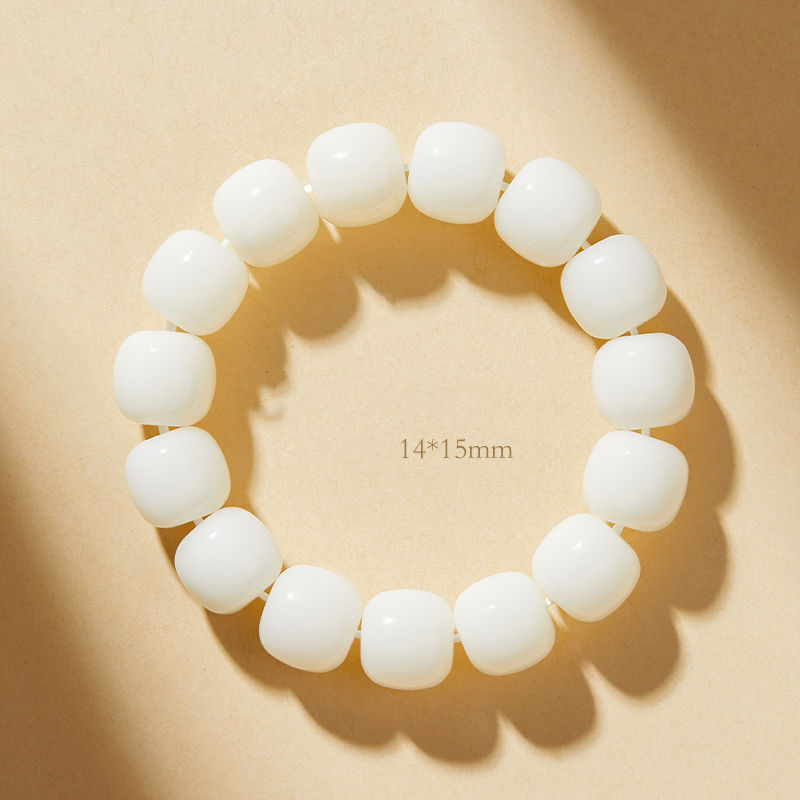Natural White Jade Bodhi Root Bracelet, Original Ecological Wenwan Prayer Beads, Unisex Single Loop Wristband