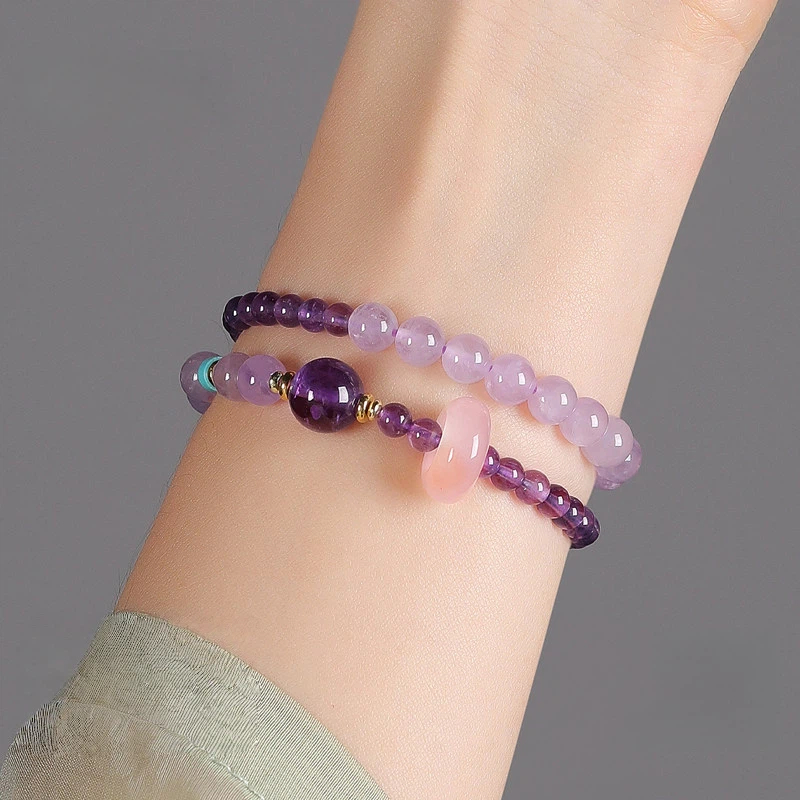 Natural Uruguayan Amethyst Bracelet for Women, Wealth & Prosperity Career Success, Exam Blessing Good Luck Jewelry