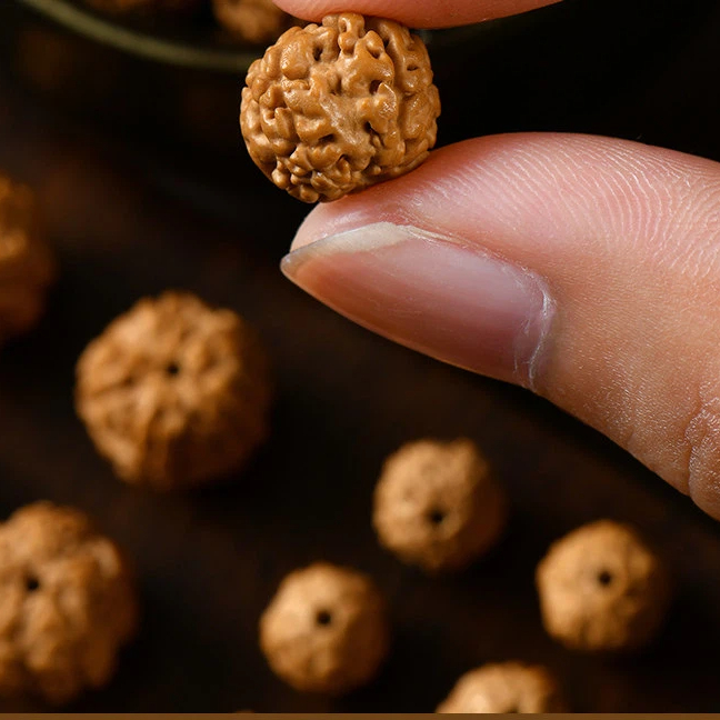 Natural Rudraksha Original Seed Bracelet for Women, Yellow Agate Bodhi Root Wealth Attracting Wenwan Bracelet
