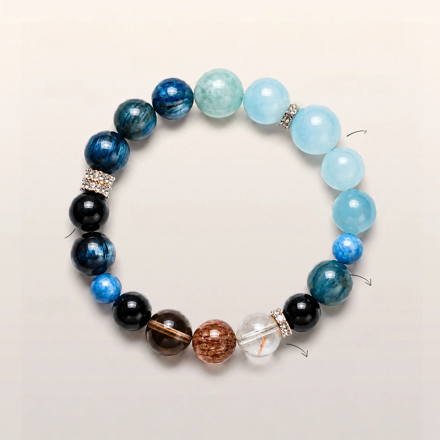 Natural Aquamarine Hydrating & Emotional Stability Bracelet for Women, Good Luck Crystal Beaded Bracelet, Couple Gift
