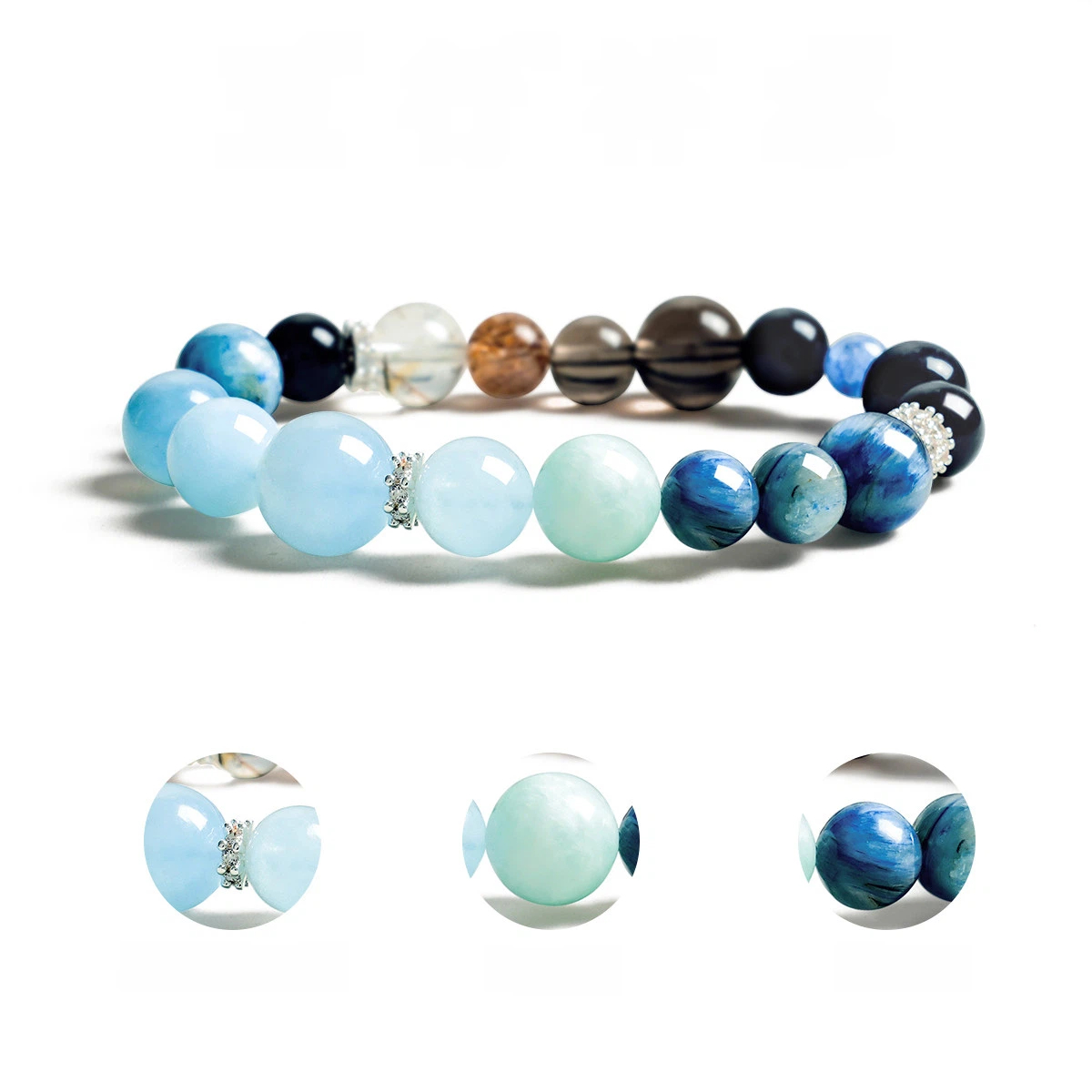 Natural Aquamarine Hydrating & Emotional Stability Bracelet for Women, Good Luck Crystal Beaded Bracelet, Couple Gift