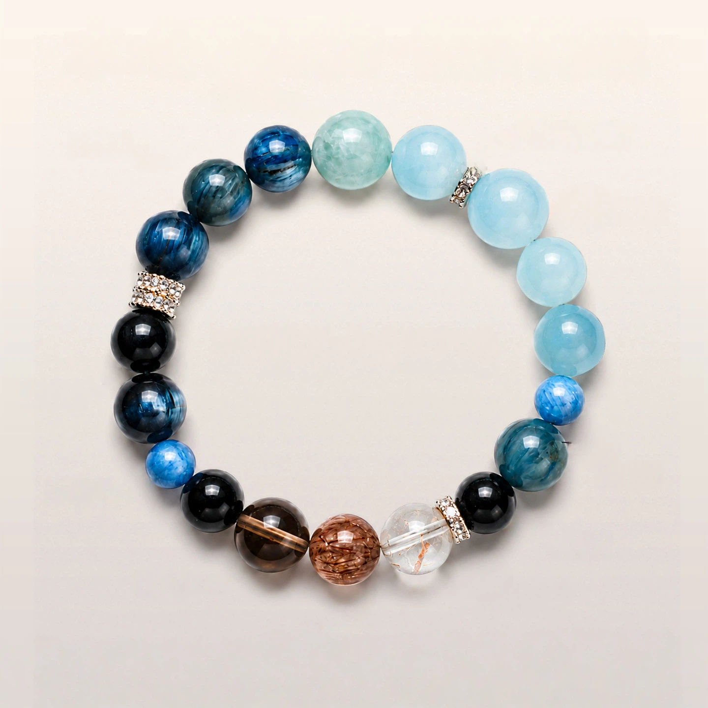 Natural Aquamarine Hydrating & Emotional Stability Bracelet for Women, Good Luck Crystal Beaded Bracelet, Couple Gift