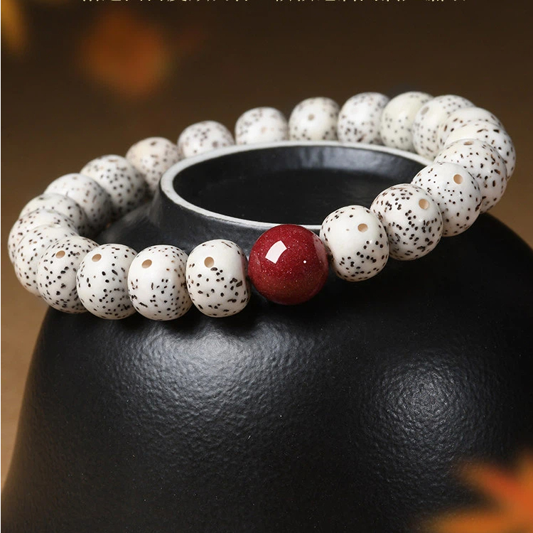 Natural Xingyue Bodhi Seed Bracelet for Women, Cinnabar Lucky Bead Wenwan Gift