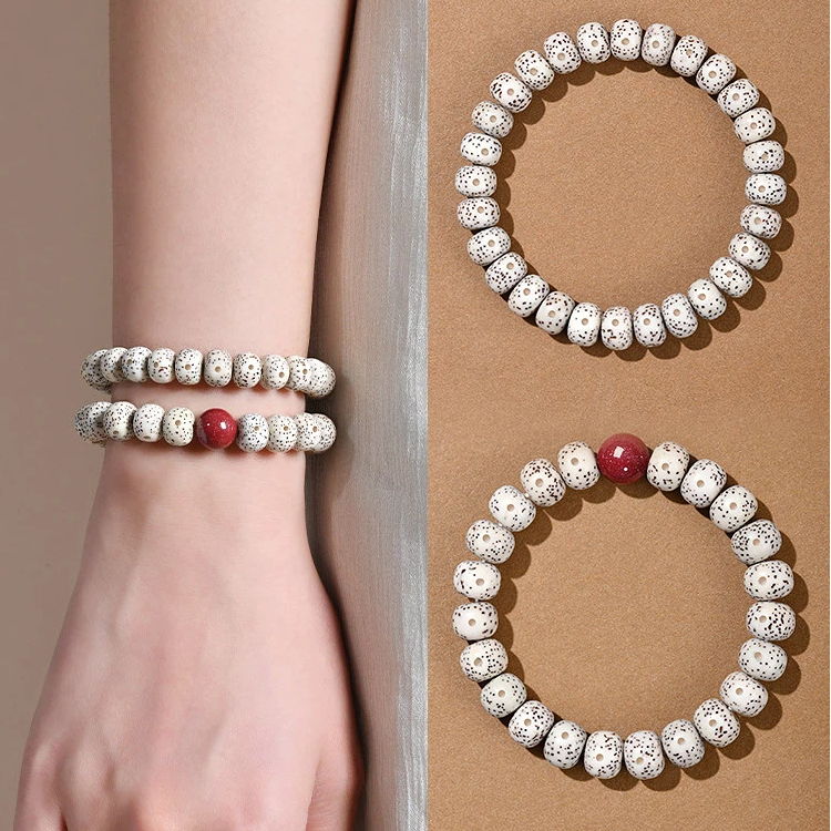 Natural Xingyue Bodhi Seed Bracelet for Women, Cinnabar Lucky Bead Wenwan Gift