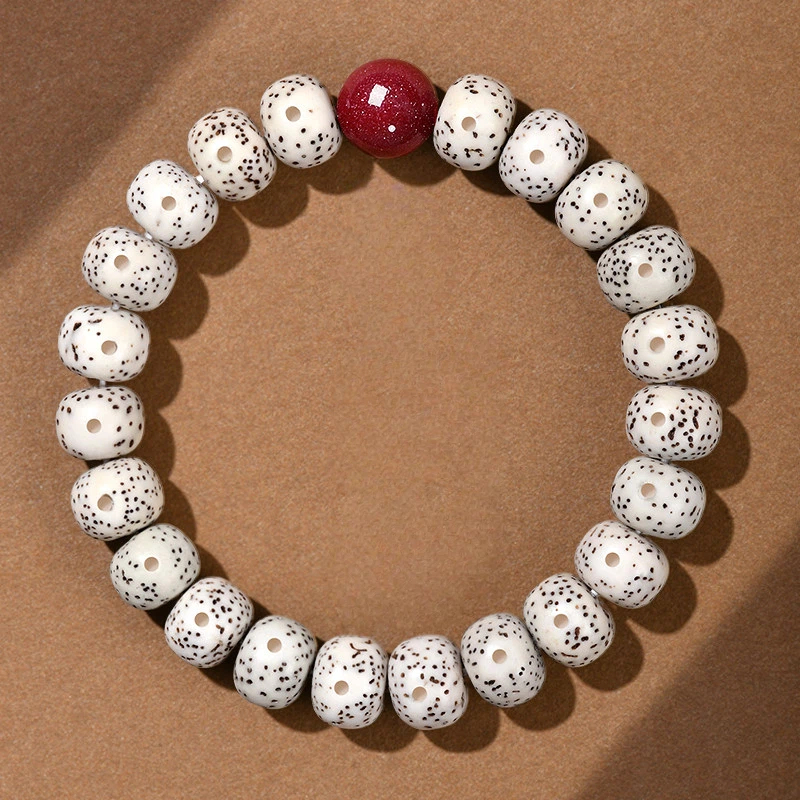 Natural Xingyue Bodhi Seed Bracelet for Women, Cinnabar Lucky Bead Wenwan Gift