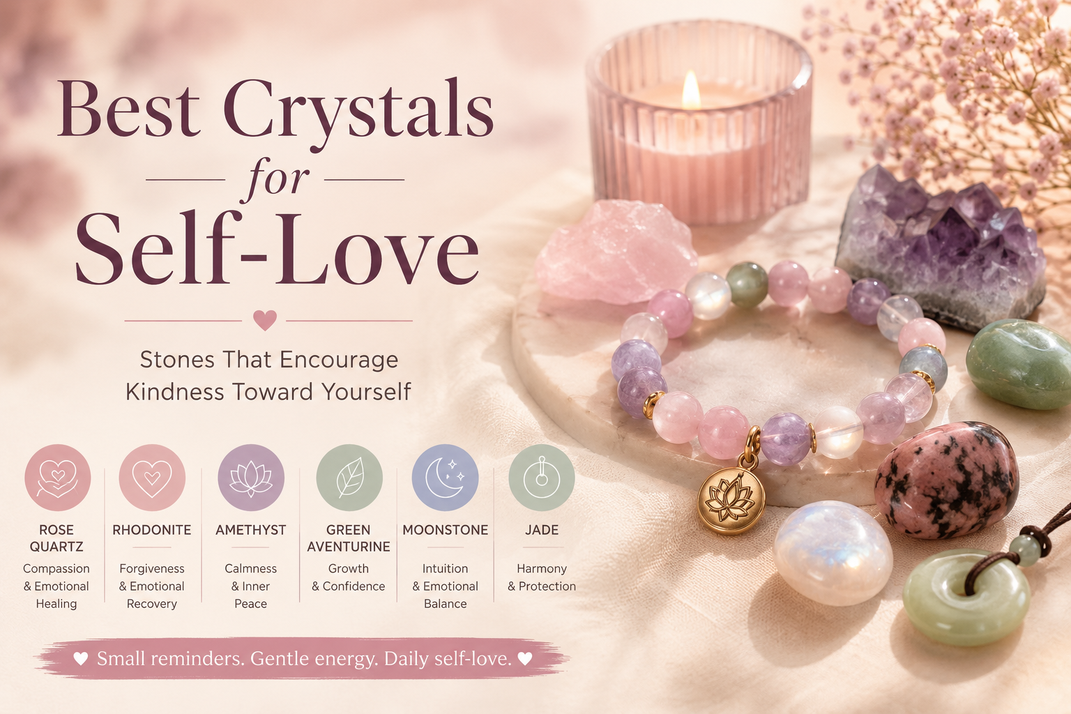 Best Crystals for Self-Love: Stones That Encourage Kindness Toward Yourself
