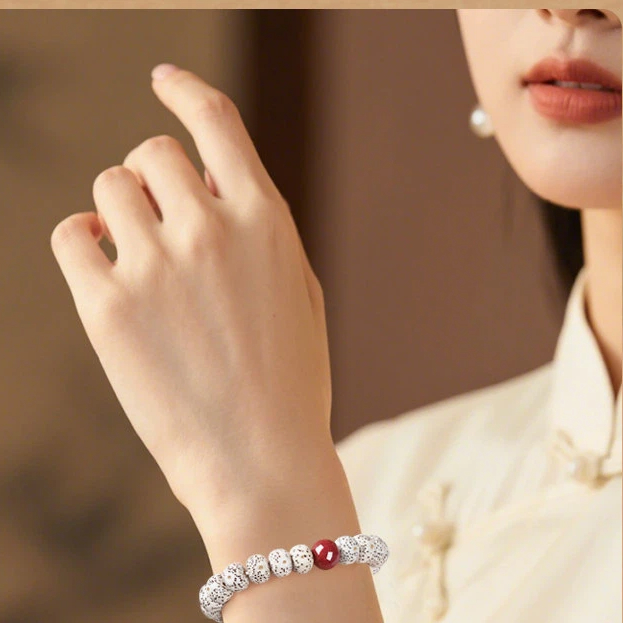 Natural Xingyue Bodhi Seed Bracelet for Women, Cinnabar Lucky Bead Wenwan Gift