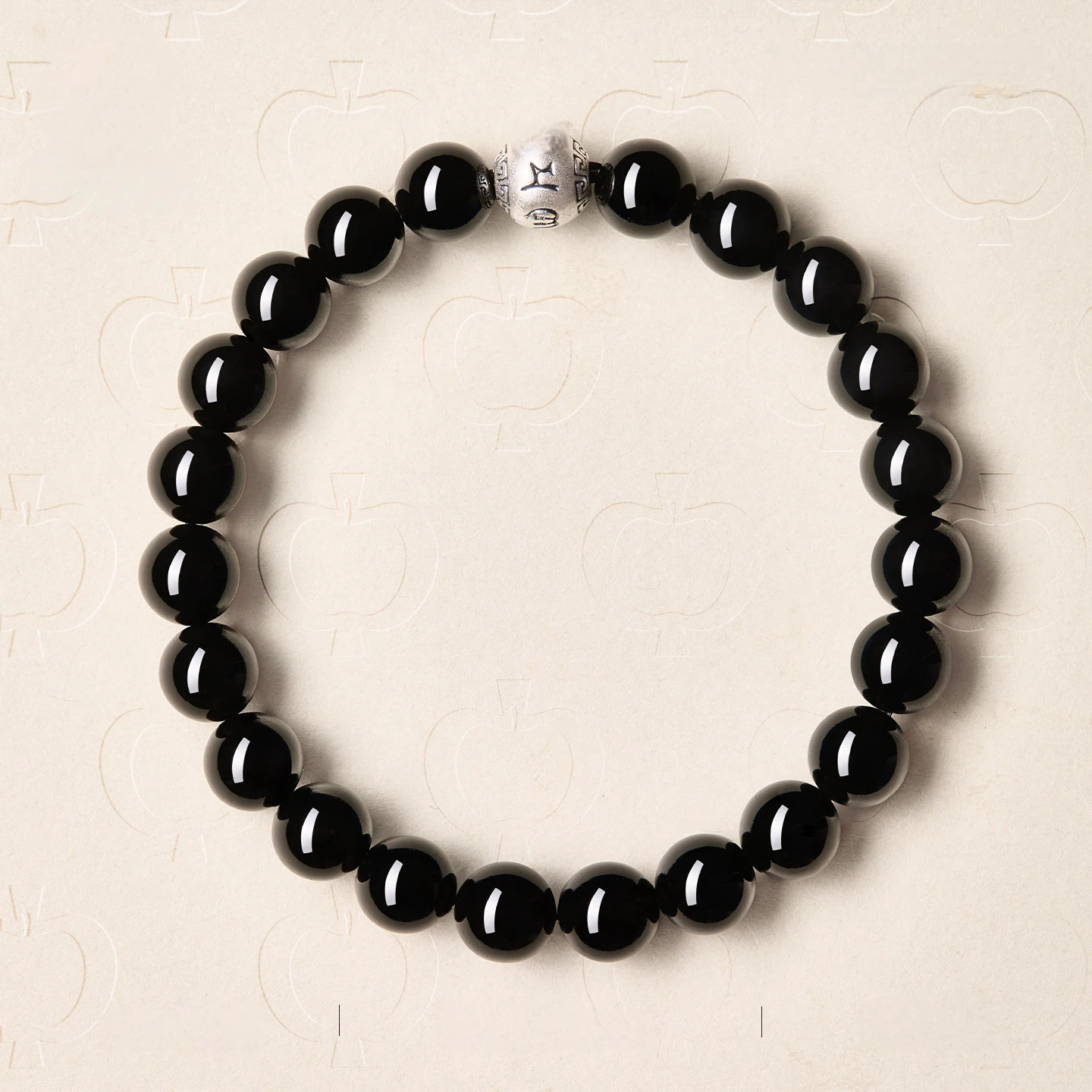 Natural Obsidian Genuine Sterling Silver Six Character Mantra Lucky Bead Bracelet, Unisex Protection Gift
