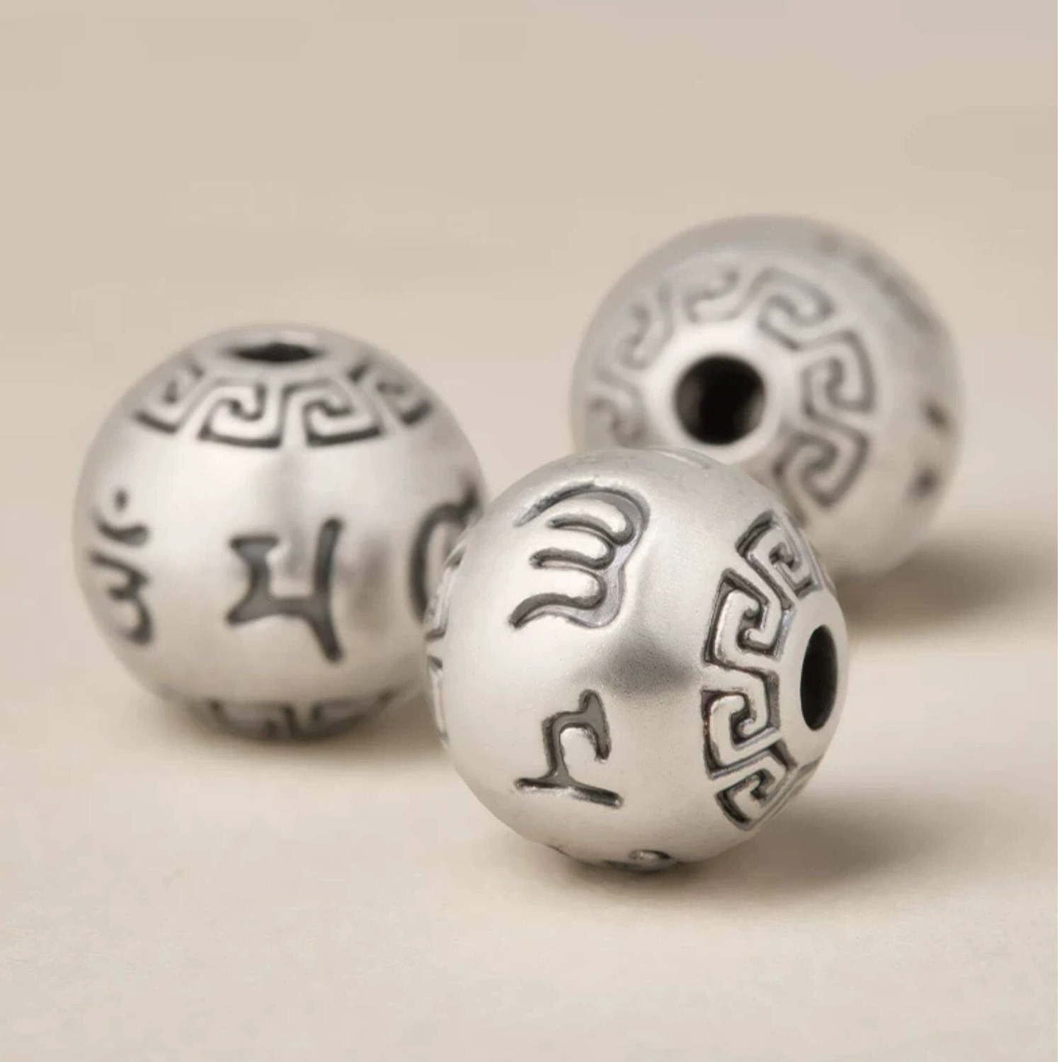 Natural Obsidian Genuine Sterling Silver Six Character Mantra Lucky Bead Bracelet, Unisex Protection Gift