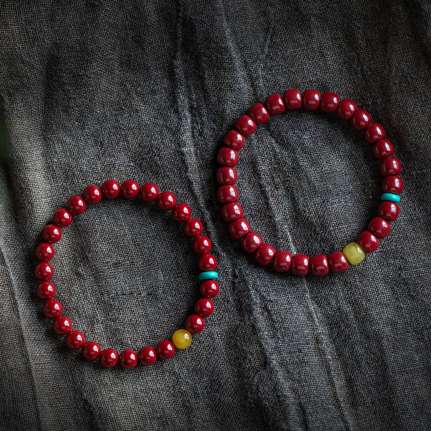 Natural Cinnabar Zodiac Year Bracelet for Women, Premium Amber & Turquoise Wenwan Bracelet