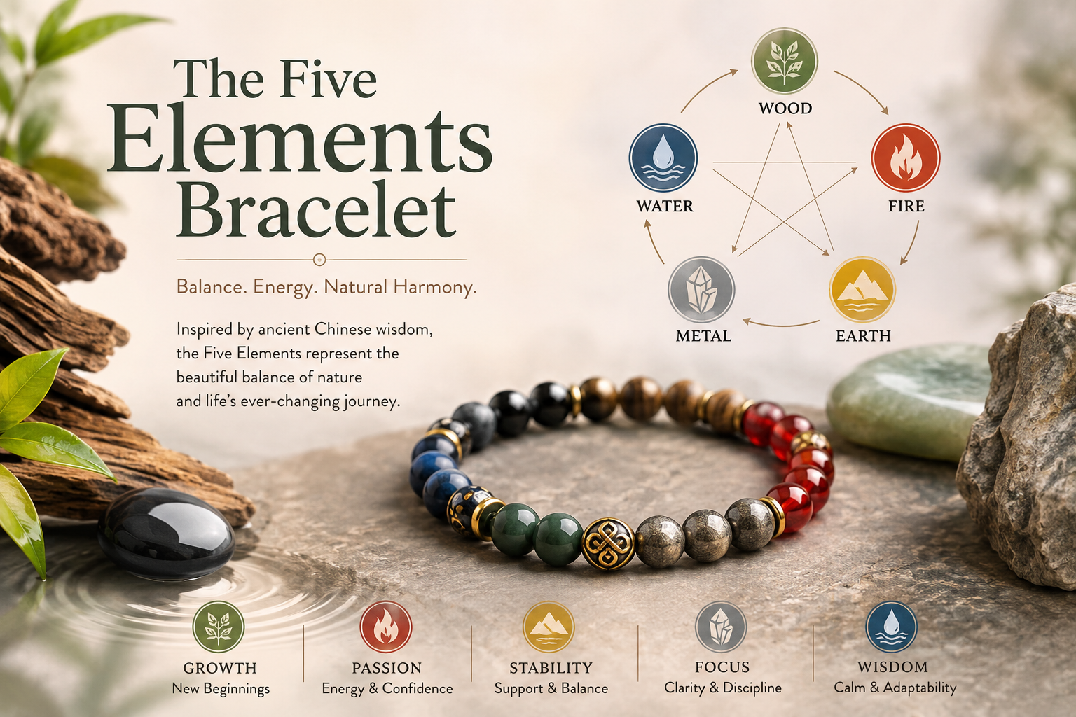 The Five Elements Bracelet: Understanding Wood, Fire, Earth, Metal, and Water in Chinese Tradition