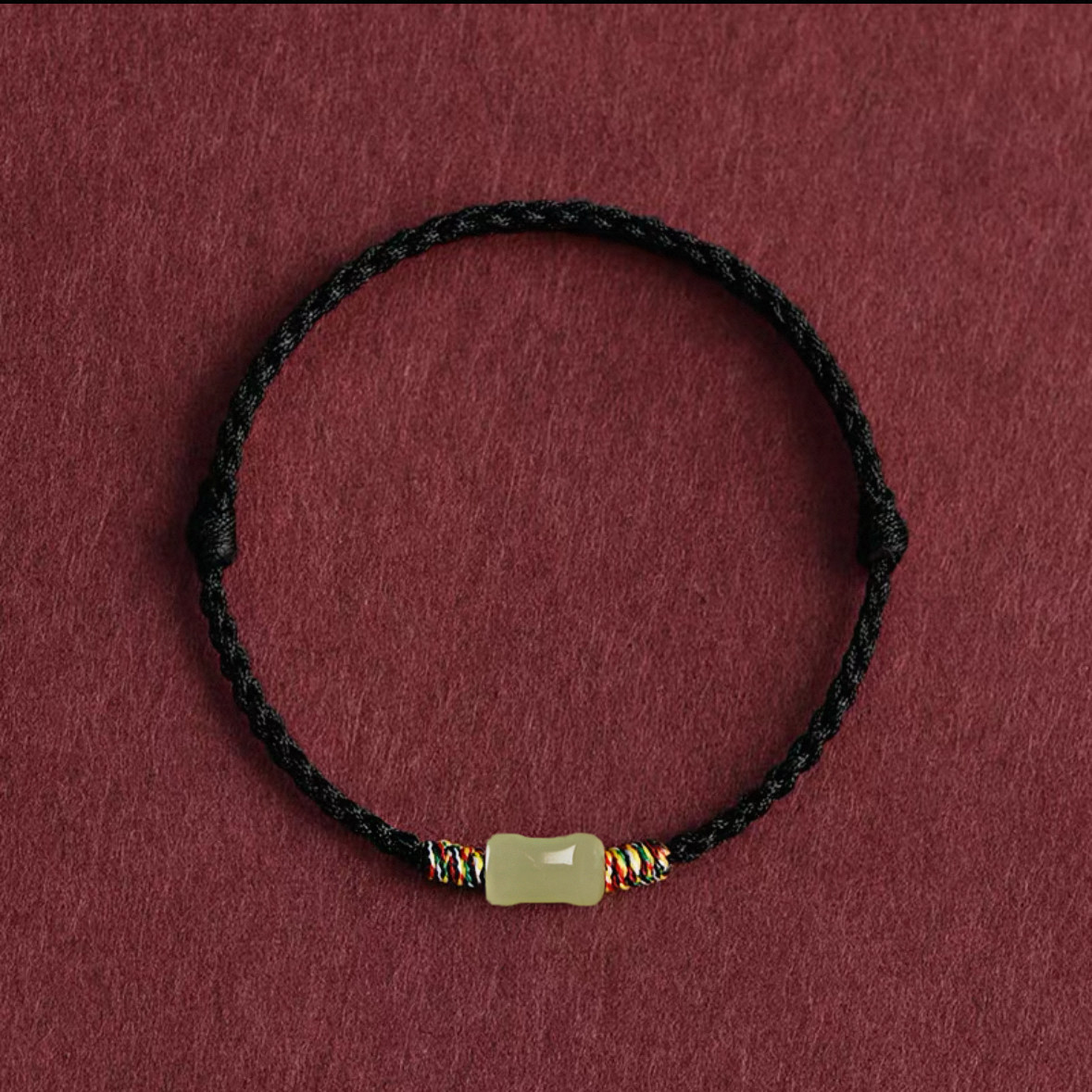 Exam Success Hetian Jade Bamboo Bead Woven Red Rope Bracelet, Unisex Zodiac Year Lucky Amulet for Exam Takers