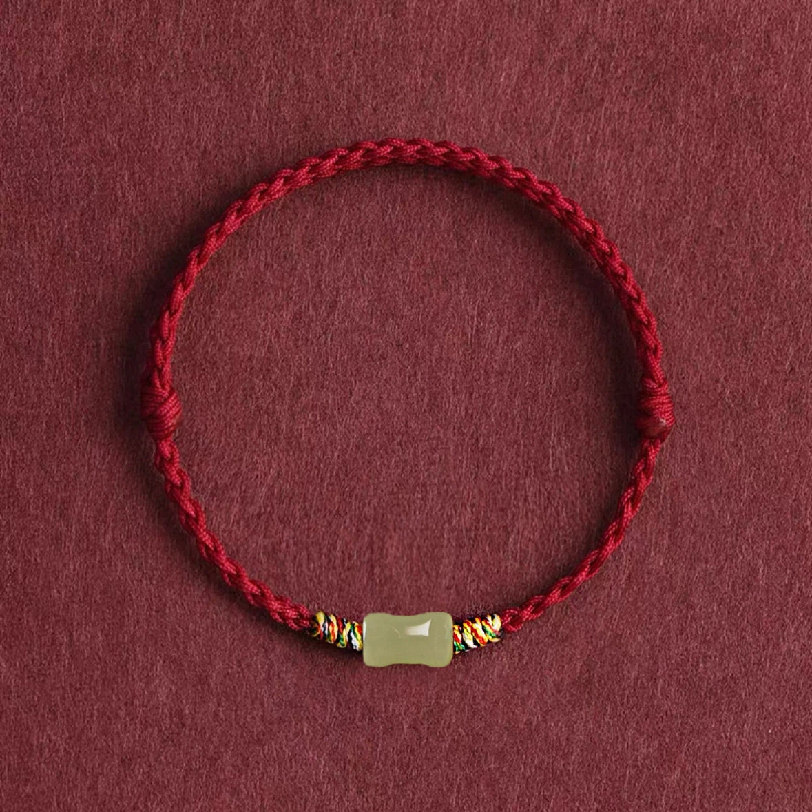 Exam Success Hetian Jade Bamboo Bead Woven Red Rope Bracelet, Unisex Zodiac Year Lucky Amulet for Exam Takers