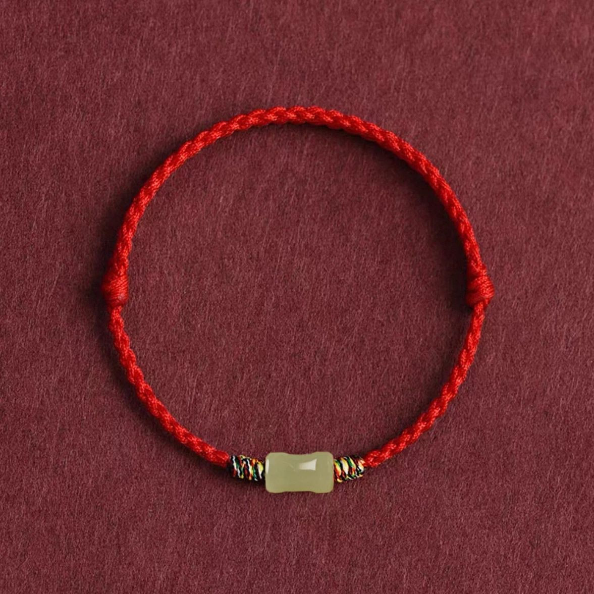 Exam Success Hetian Jade Bamboo Bead Woven Red Rope Bracelet, Unisex Zodiac Year Lucky Amulet for Exam Takers