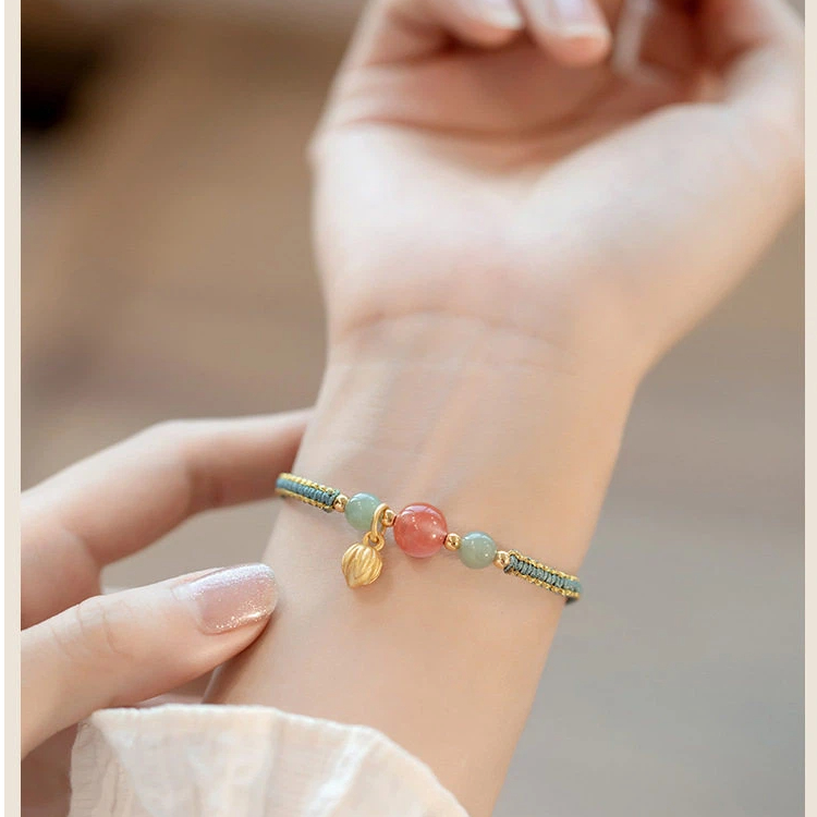 Natural Nanhong Red Agate Lotus Lucky Bead Bracelet, Fresh Style for Women, Best Friend Gift with Success Wishes
