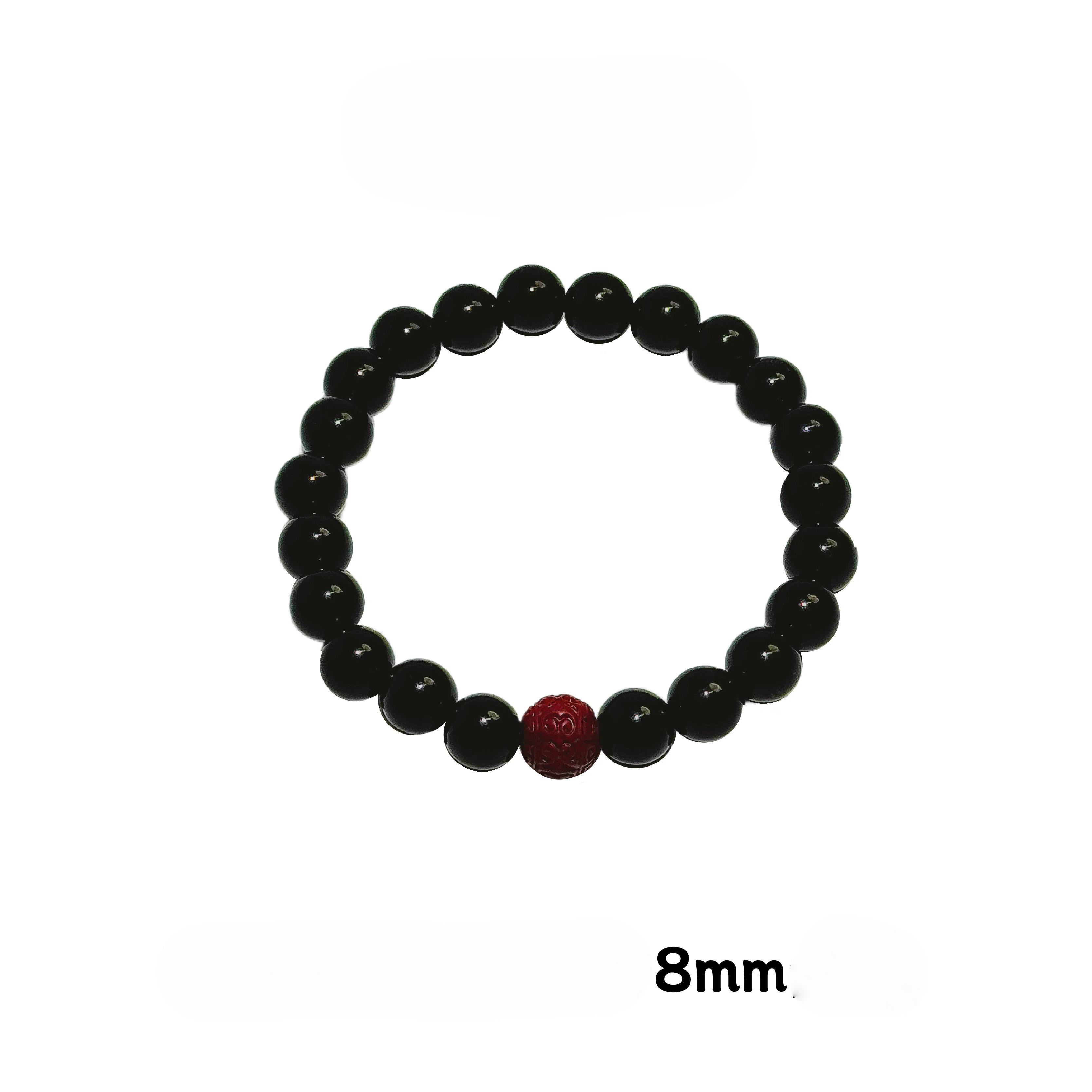 Natural Obsidian & Cinnabar Couple Bracelets Set, Premium Beaded Bracelet, Romantic Gift for Boyfriend & Girlfriend, Holiday Anniversary Present
