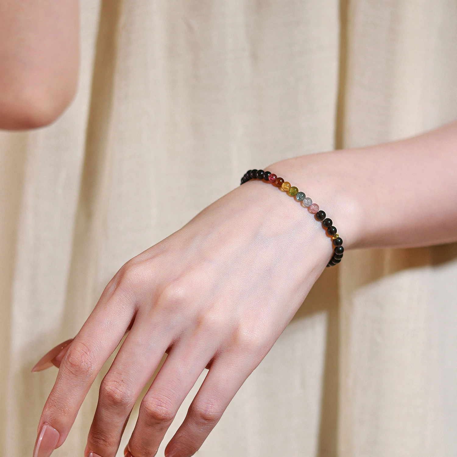 Natural Obsidian & Tourmaline Bracelet for Women, Light Luxury Niche Delicate Stunning Jewelry Gift