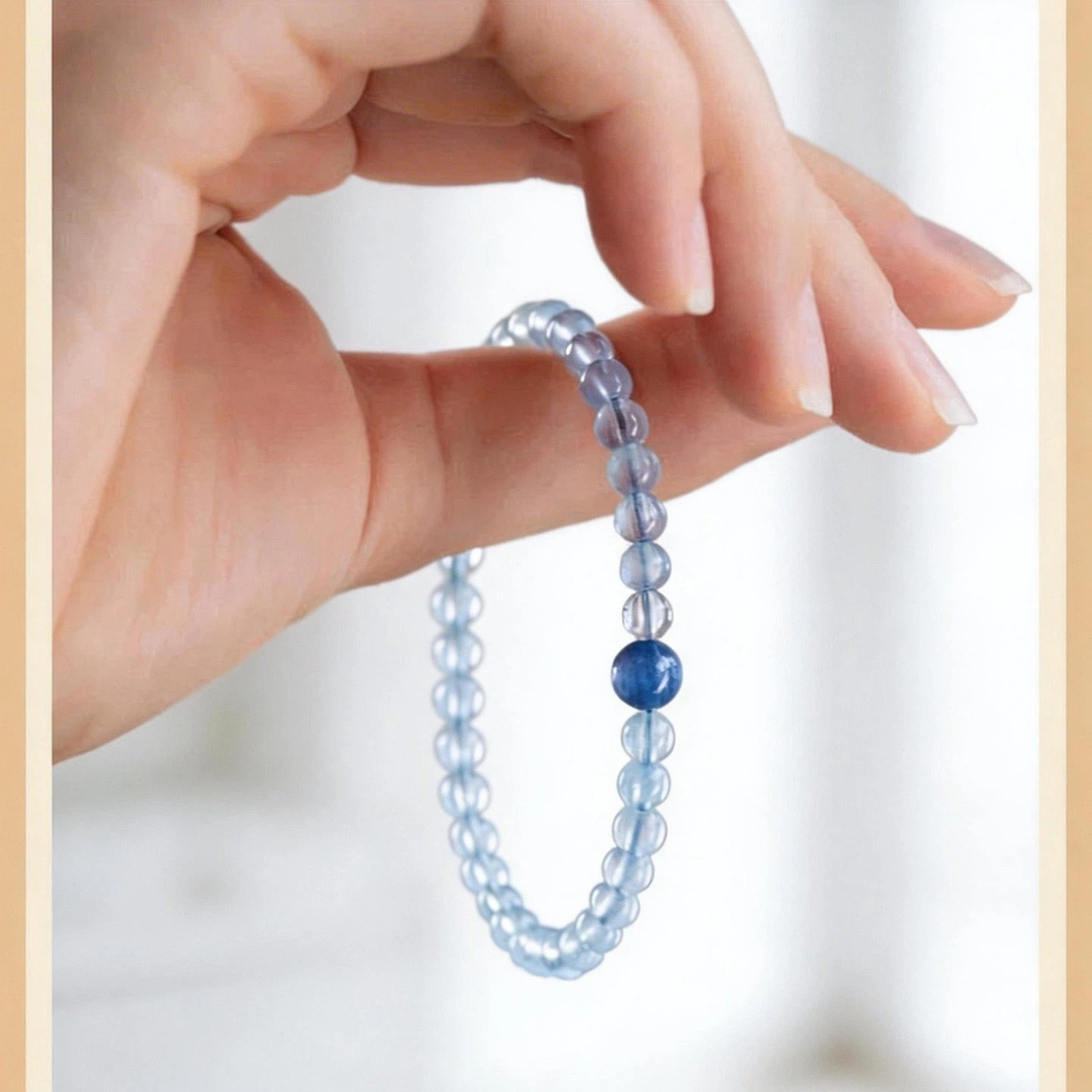 Natural Aquamarine Kyanite & Clear Quartz Bracelet, Five Elements Water Replenishing, Summer Premium Elegant Jewelry Gift for Women