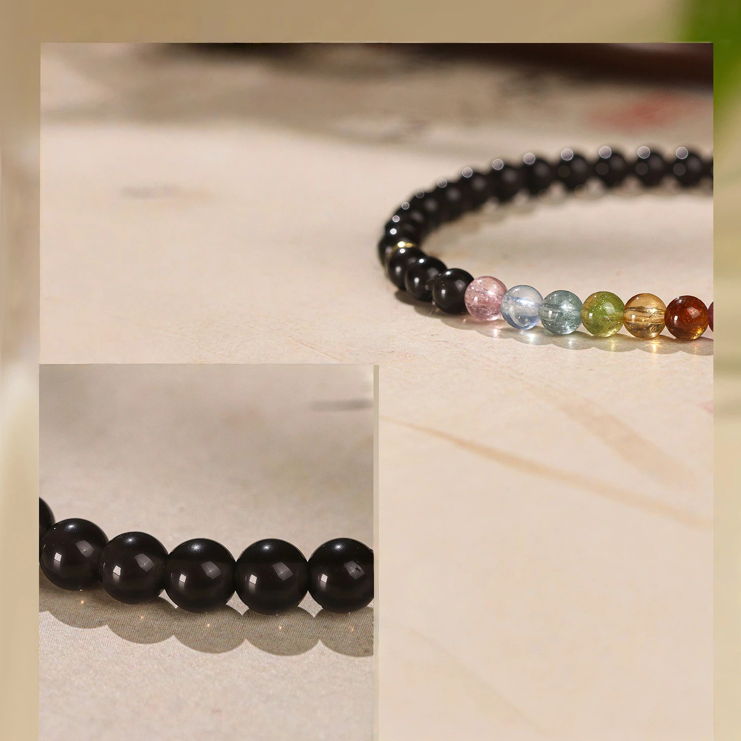 Natural Obsidian & Tourmaline Bracelet for Women, Light Luxury Niche Delicate Stunning Jewelry Gift
