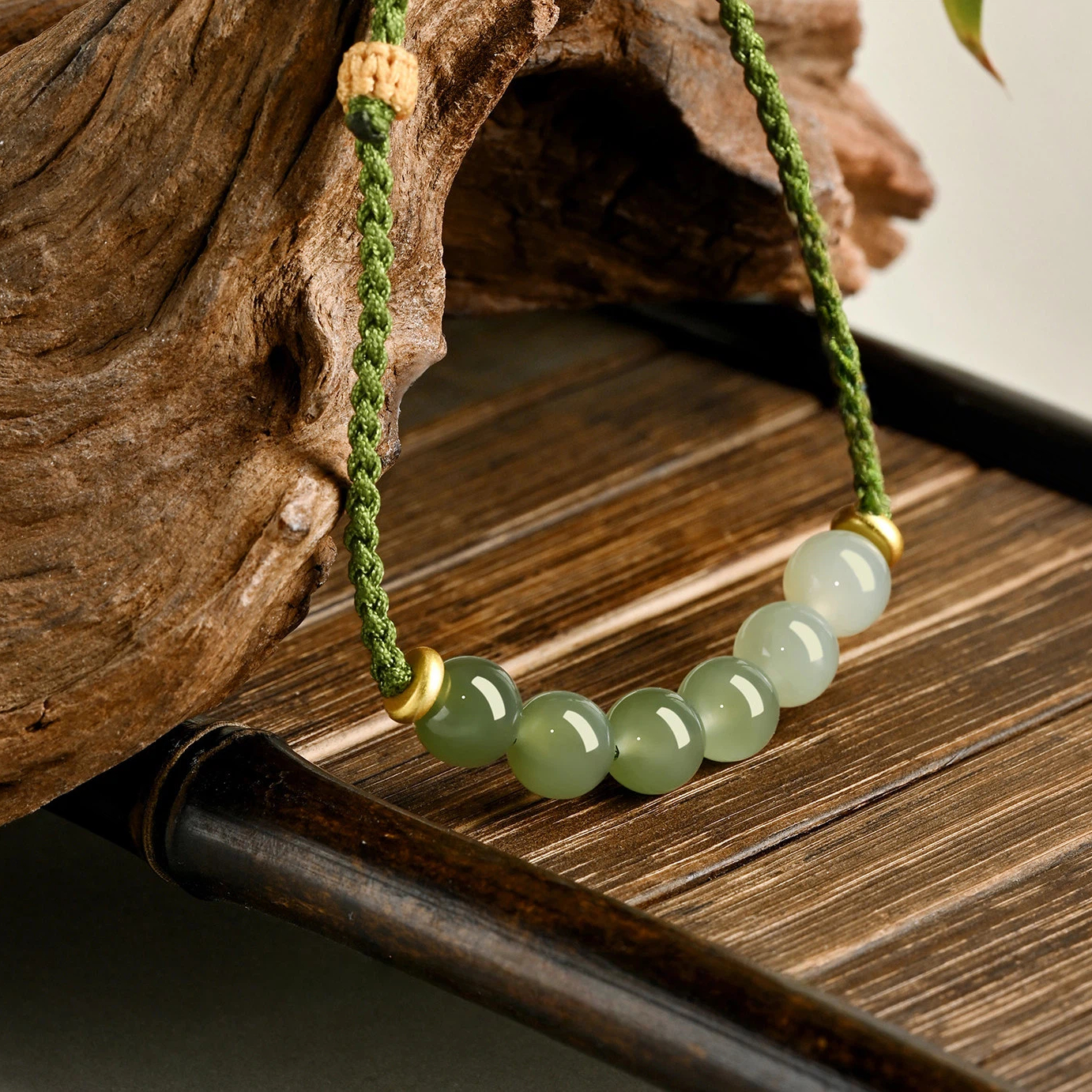 Hand-Woven Green Hetian Jade Bracelet for Women, Fortune Bead, New Arrival Elegant Jewelry Gift