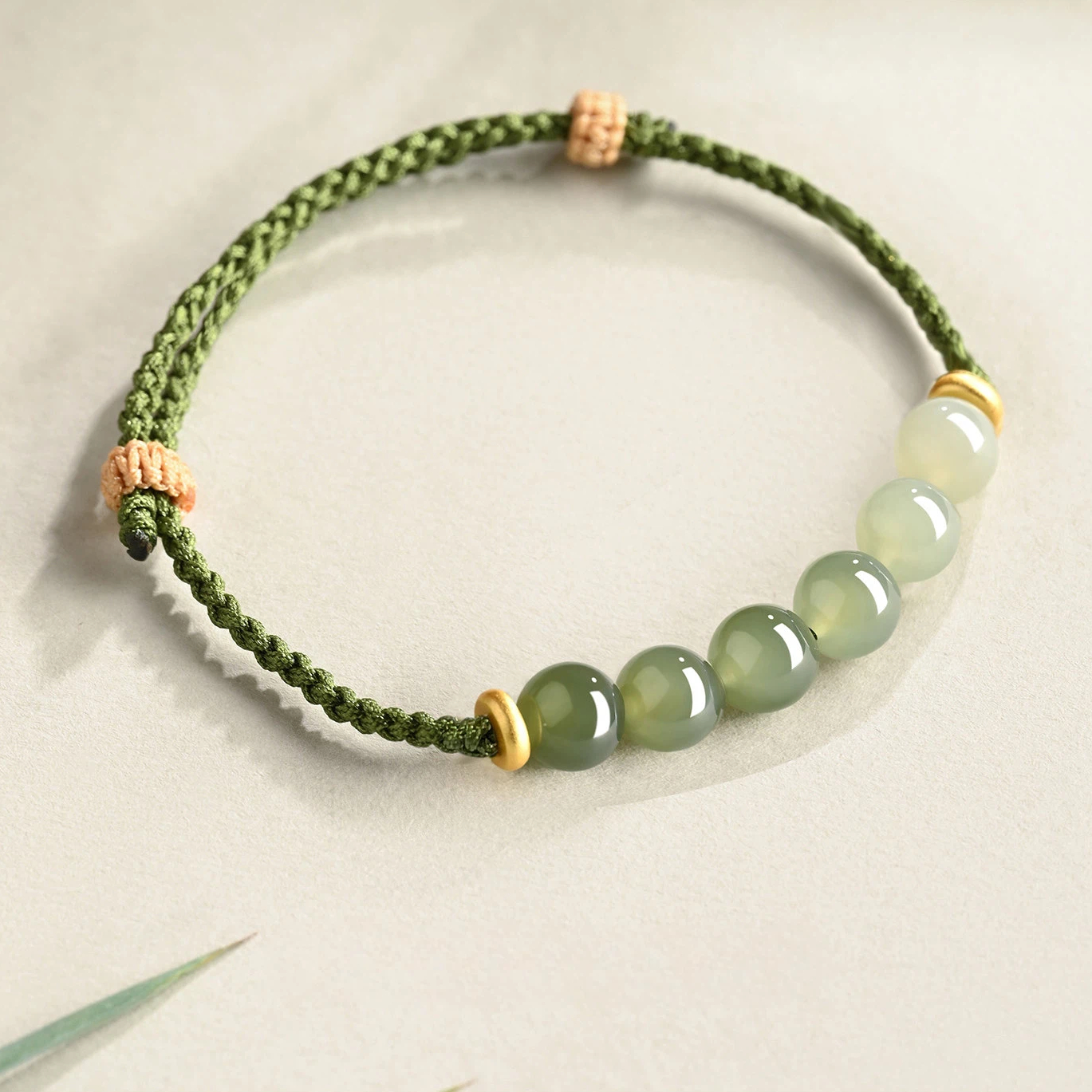 Hand-Woven Green Hetian Jade Bracelet for Women, Fortune Bead, New Arrival Elegant Jewelry Gift