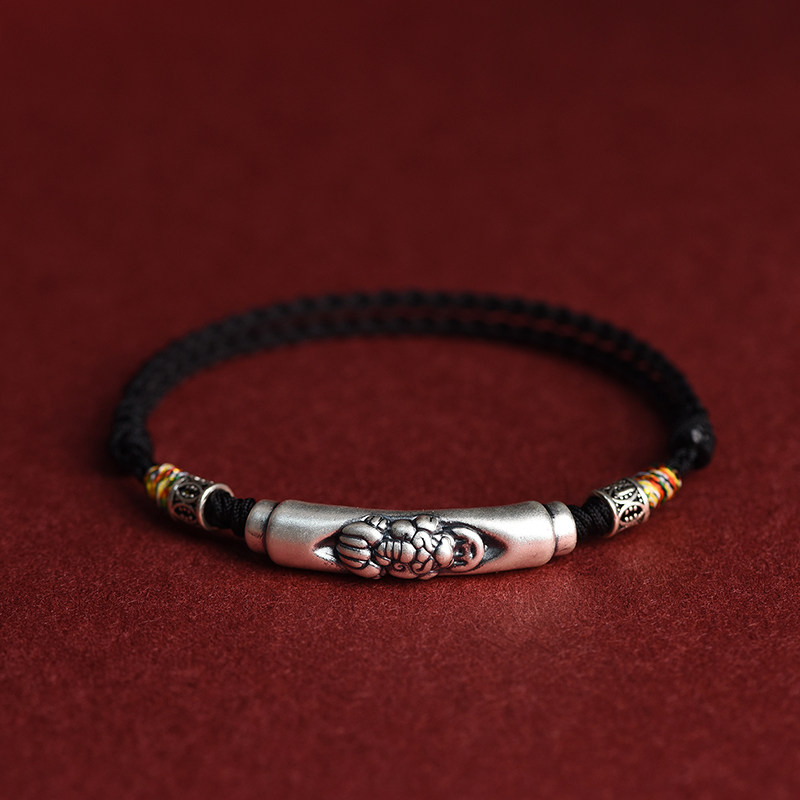 Fine Silver Pixiu Red String Bracelet, Hand-Woven Fortune Beads, Unisex Zodiac Year Wealth & Luck Bracelet