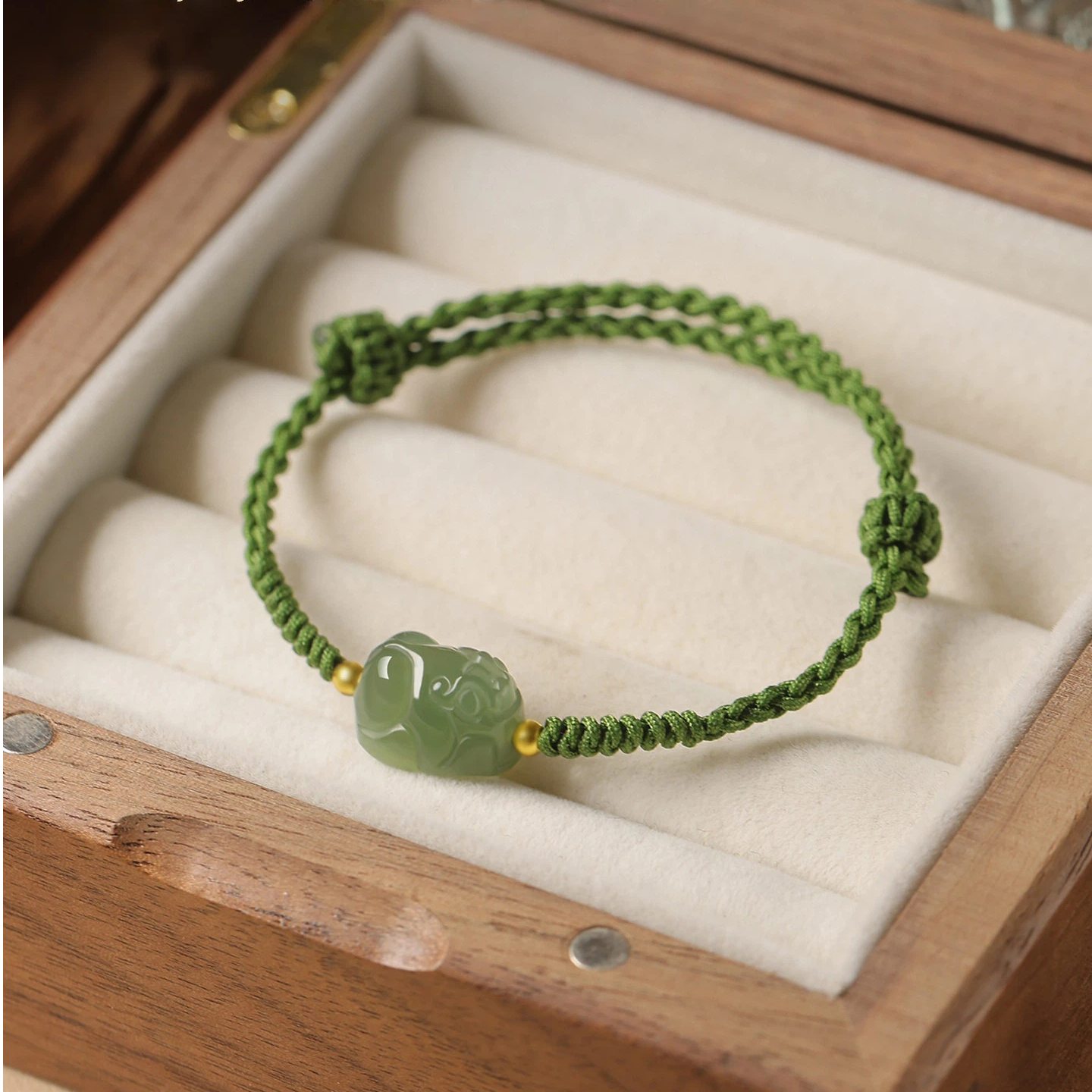 Natural Hetian Jade Pixiu Couple Red String Bracelet, Zodiac Birth Year Amulet, Auspicious Gift