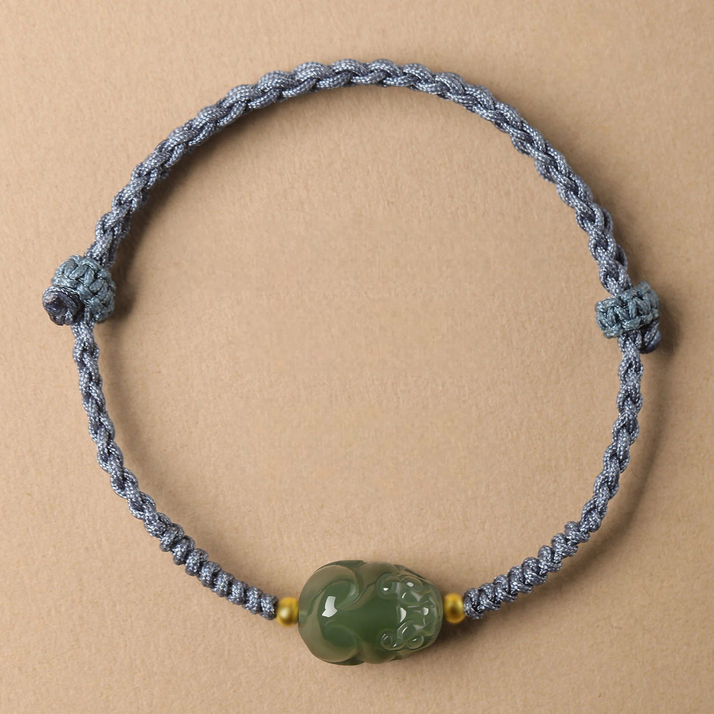 Natural Hetian Jade Pixiu Couple Red String Bracelet, Zodiac Birth Year Amulet, Auspicious Gift