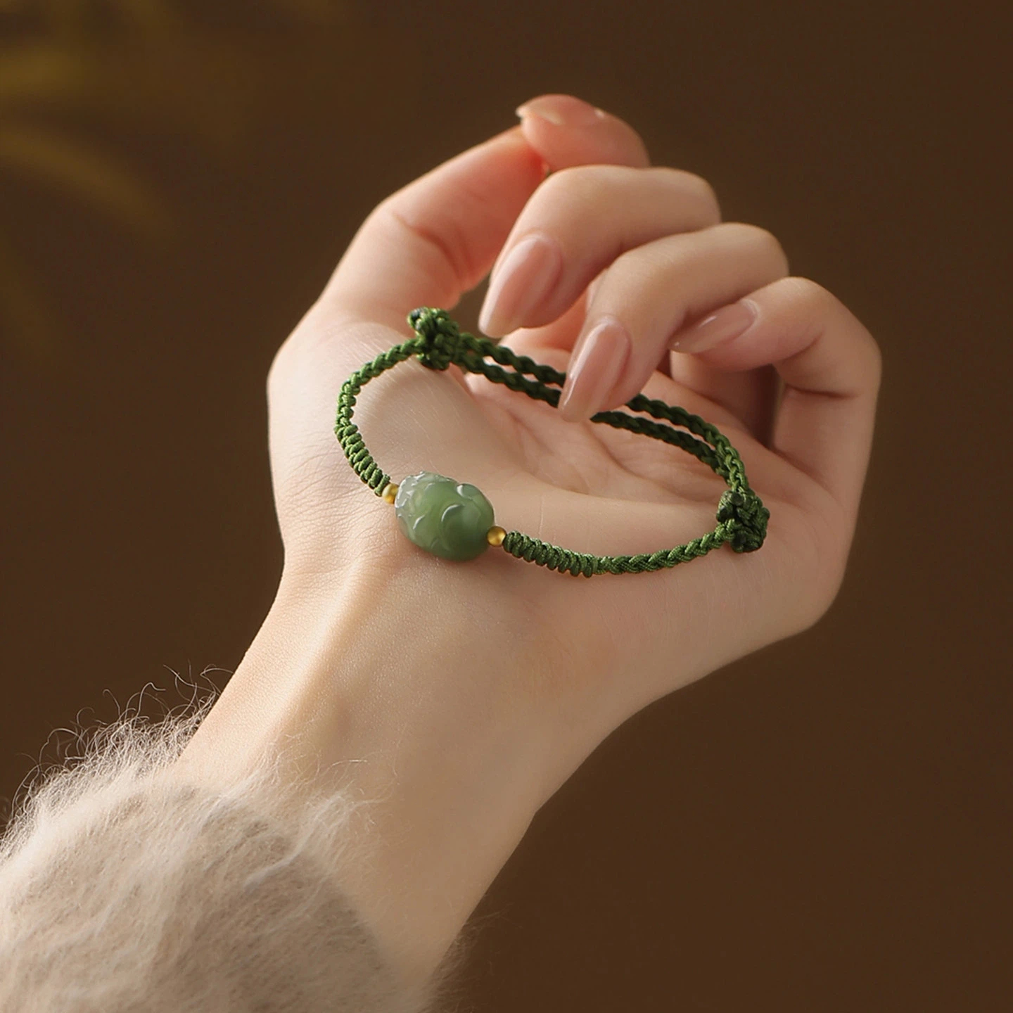 Natural Hetian Jade Pixiu Couple Red String Bracelet, Zodiac Birth Year Amulet, Auspicious Gift