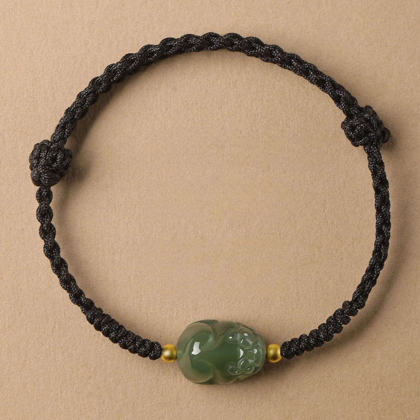 Natural Hetian Jade Pixiu Couple Red String Bracelet, Zodiac Birth Year Amulet, Auspicious Gift