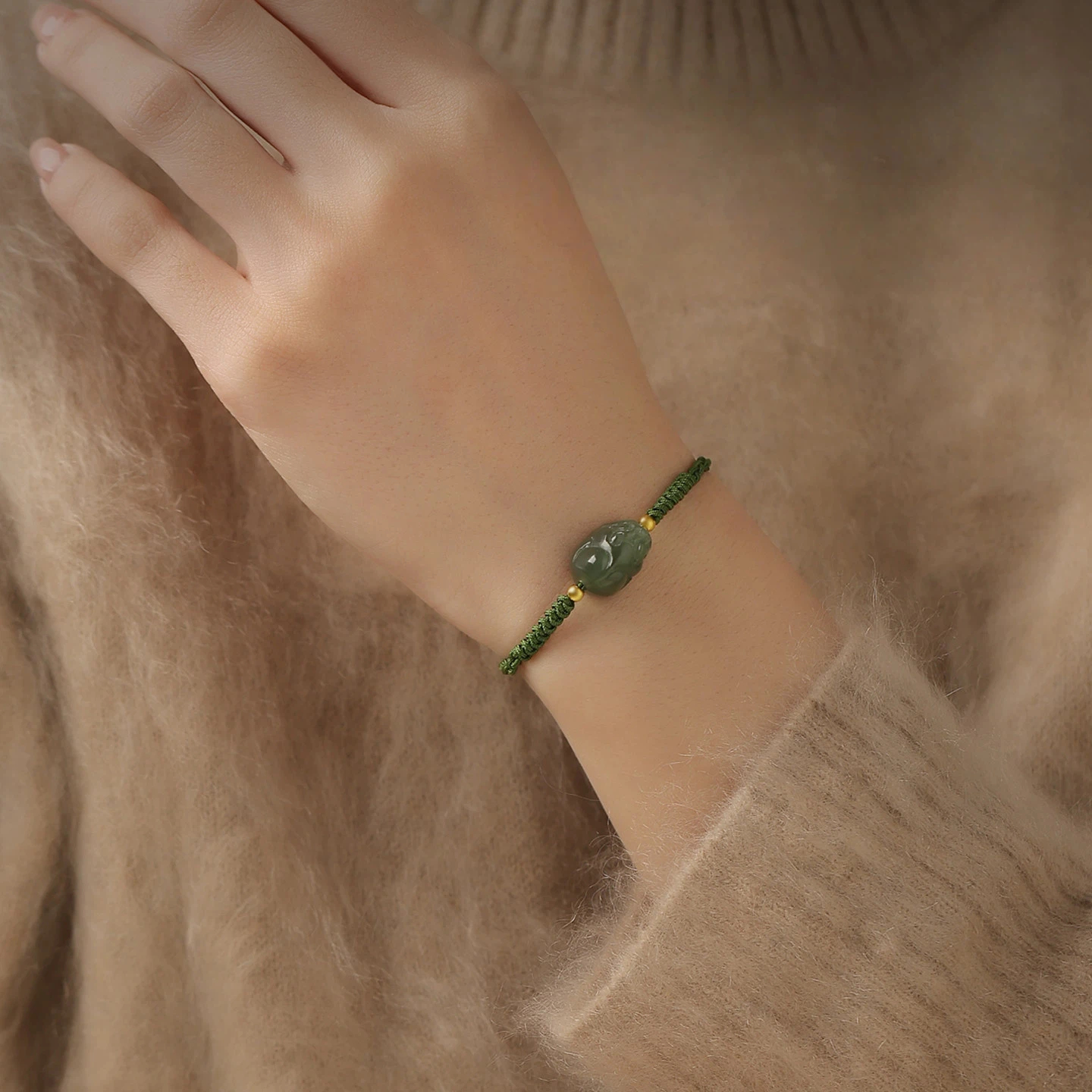 Natural Hetian Jade Pixiu Couple Red String Bracelet, Zodiac Birth Year Amulet, Auspicious Gift