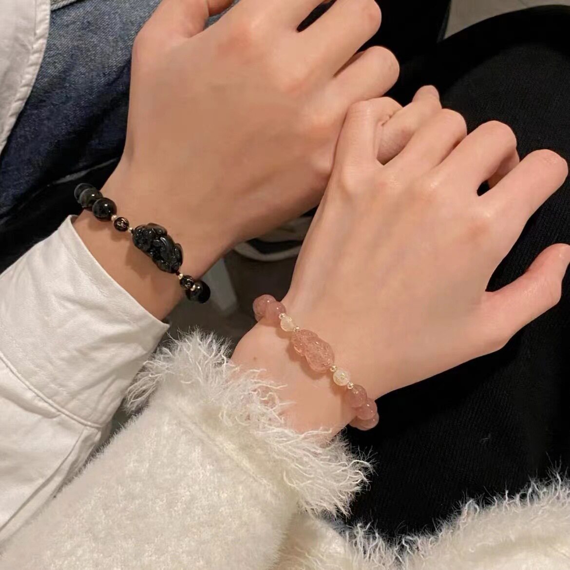 Strawberry Quartz Pixiu Bracelet, Wealth & Romance, Skin Brightening Couple Gift for Women